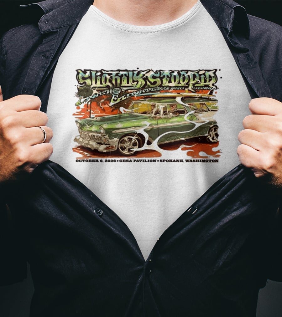 Slightly Stoopid Live With The Elevators And Denim October 6 2026 Gesa Pavilion Spokane WA T-Shirt