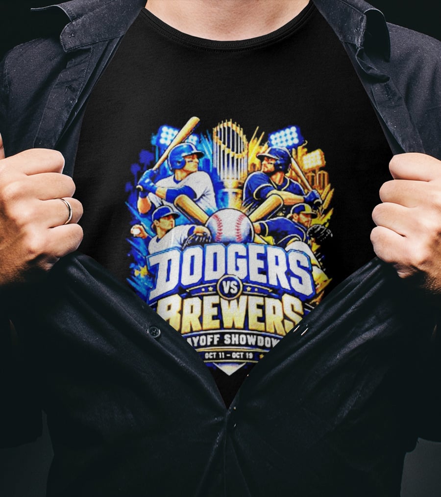 Dodgers Vs Brewers Playoff Showdown Oct 11 19 2026 T-Shirt
