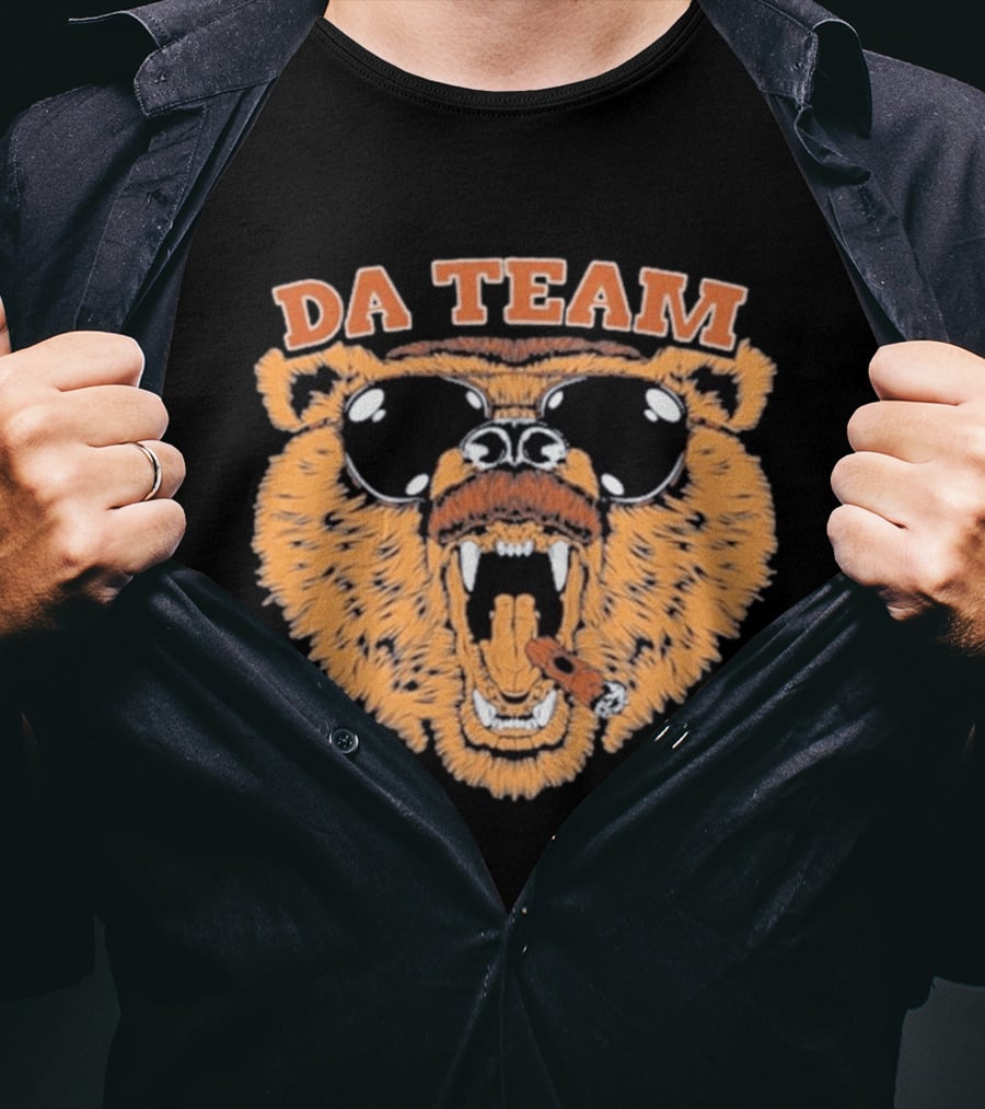 Chicago Bears Da Team Rip Da Coach Sunglasses Cigar Bear Face T-Shirt