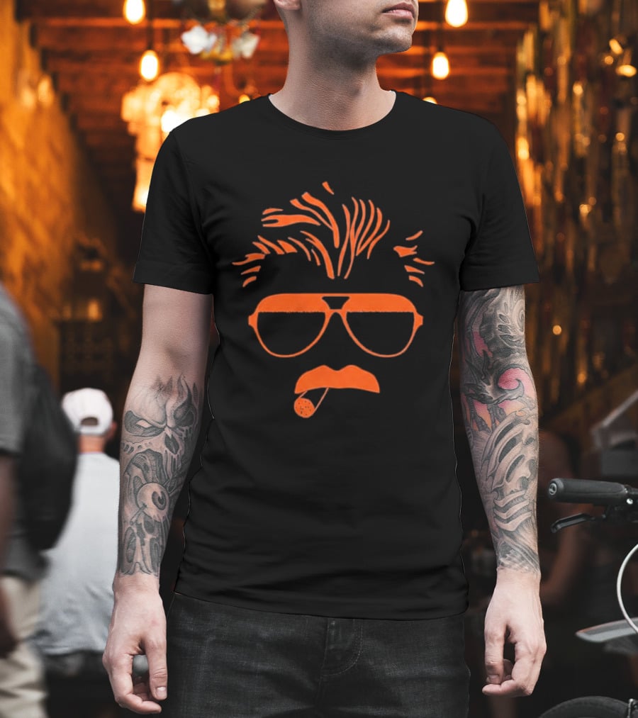 Coach Mike Ditka Iconic Hair Mustache Glasses And Cigar T-Shirt