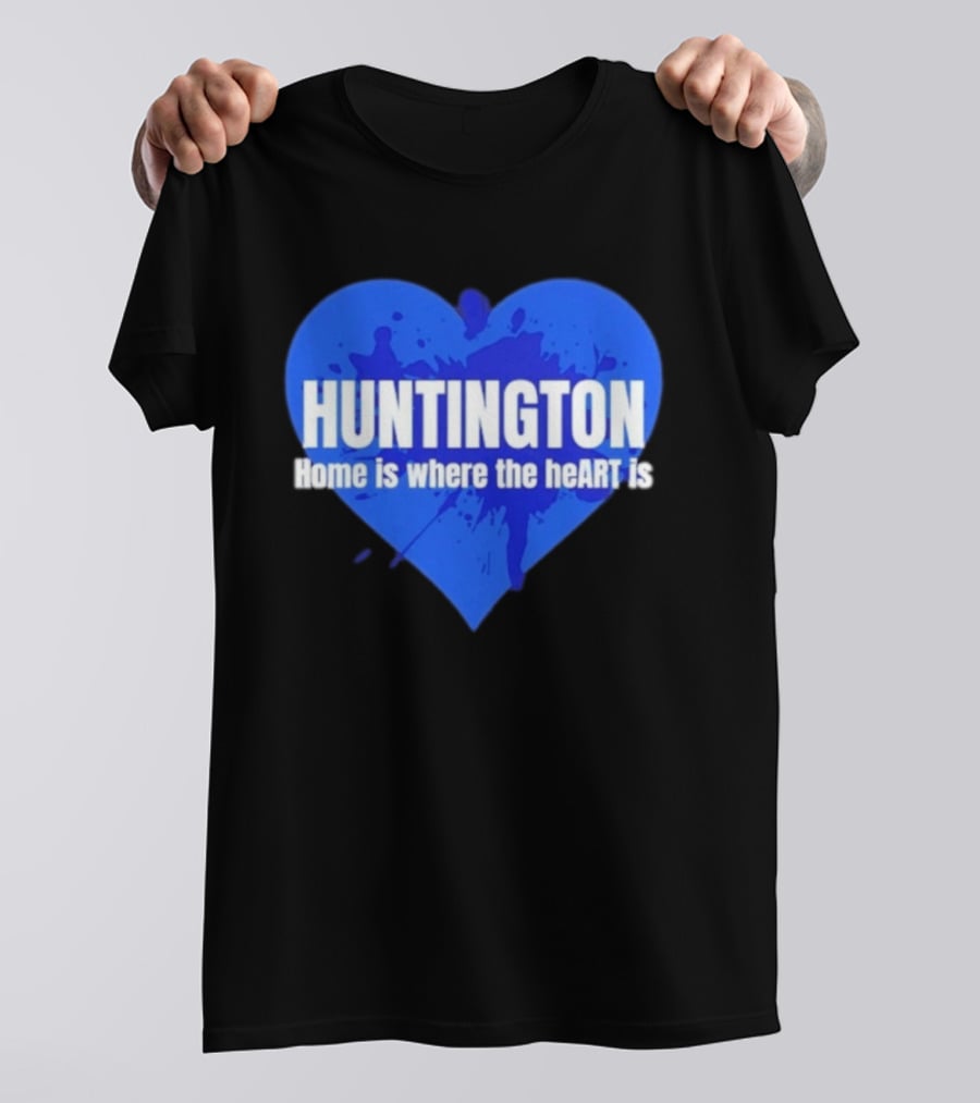 Huntington Home Is Where The Heart Is Blue Paint Splatter T-Shirt