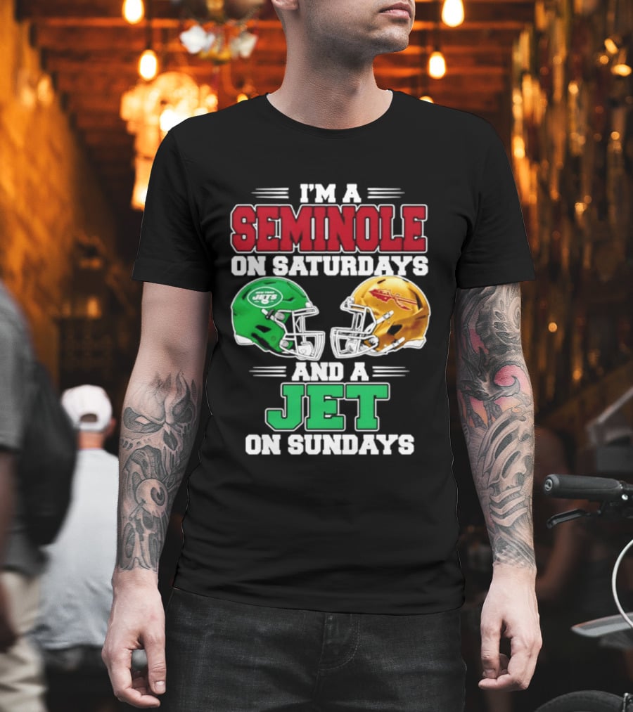 I'm A Seminole On Saturdays And A Jet On Sundays Football Helmets T-Shirt