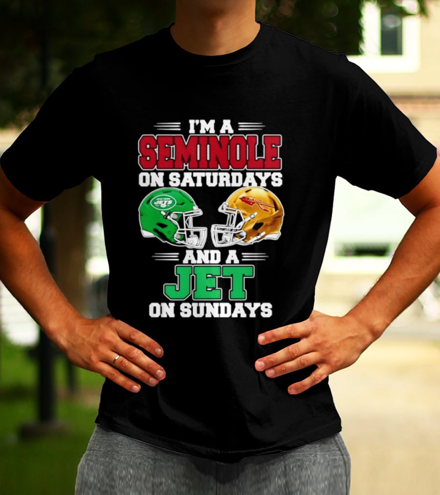 I'm A Seminole On Saturdays And A Jet On Sundays Football Helmets T-Shirt