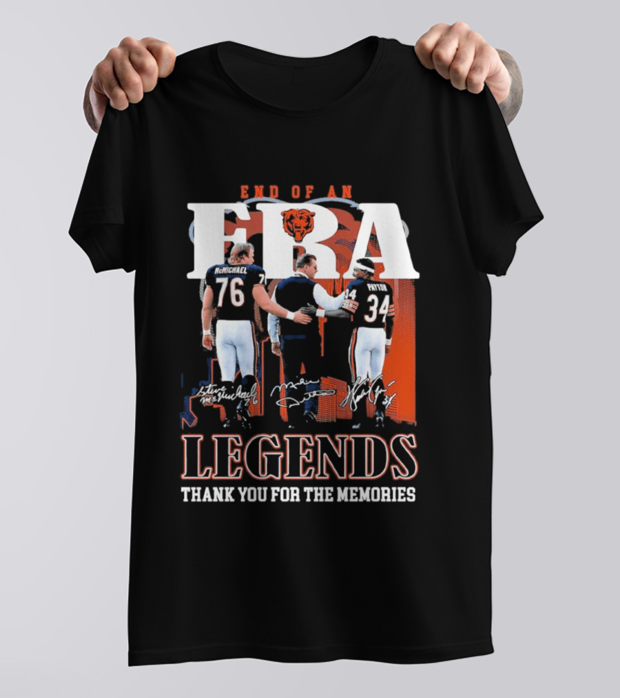 End Of An Era Legends Thank You For The Memories Bears Football 76 34 T-Shirt