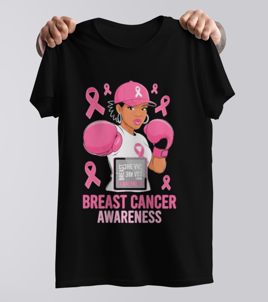 Breast Cancer Awareness Pink Boxing Fighter Empowerment T-Shirt