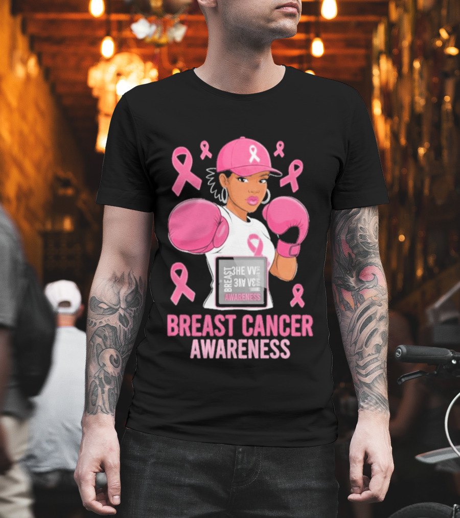 Breast Cancer Awareness Pink Boxing Fighter Empowerment T-Shirt