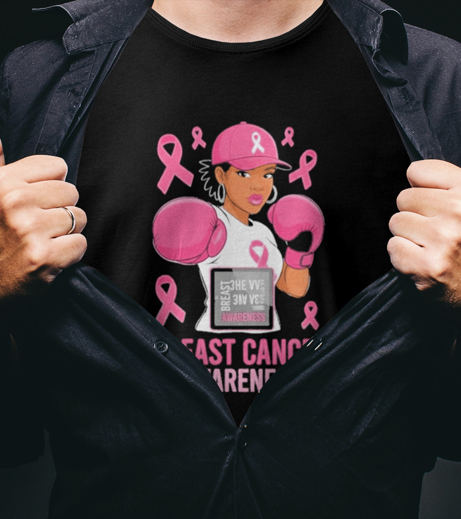 Breast Cancer Awareness Pink Boxing Fighter Empowerment T-Shirt