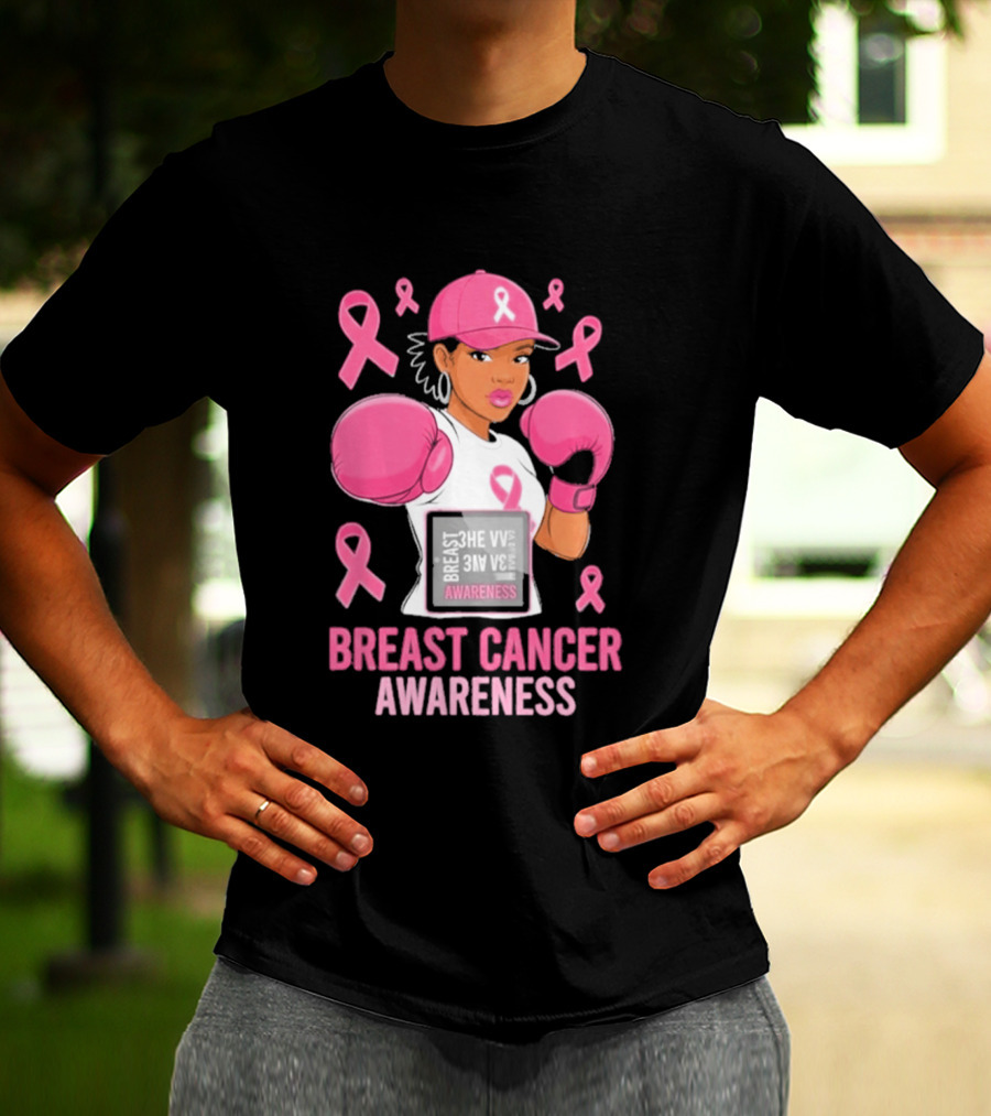 Breast Cancer Awareness Pink Boxing Fighter Empowerment T-Shirt