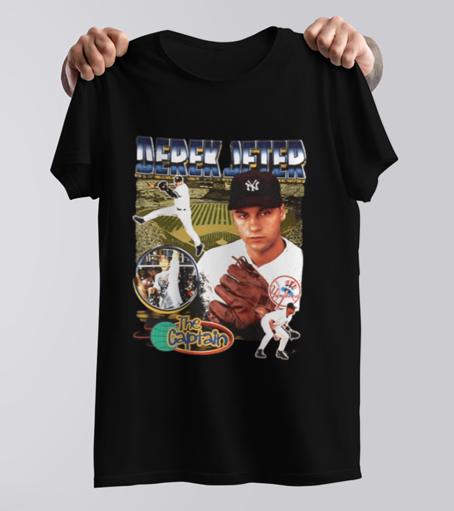 Derek Jeter New York Yankees The Captain MLB Player Tribute Two Sided T-Shirt