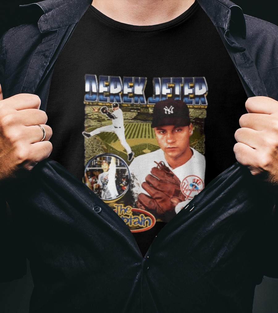 Derek Jeter New York Yankees The Captain MLB Player Tribute Two Sided T-Shirt