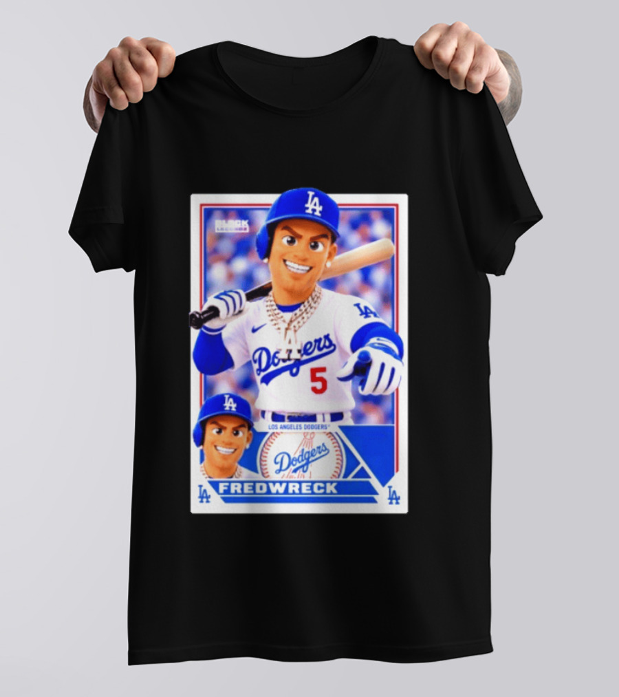 Los Angeles Dodgers Fredwreck Number 5 Block Legendz Baseball Card T-Shirt