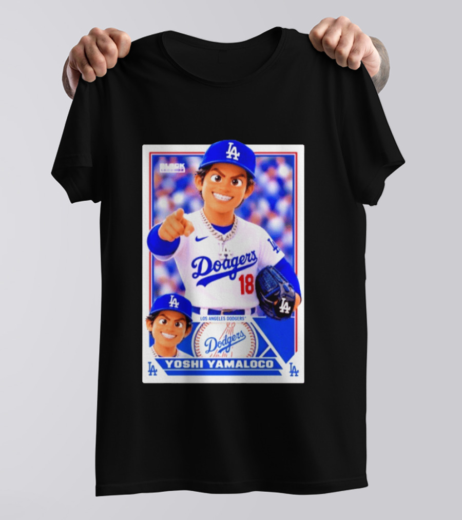 Block Legendz Yoshi Yamaloco Los Angeles Dodgers No 18 Baseball Card T-Shirt