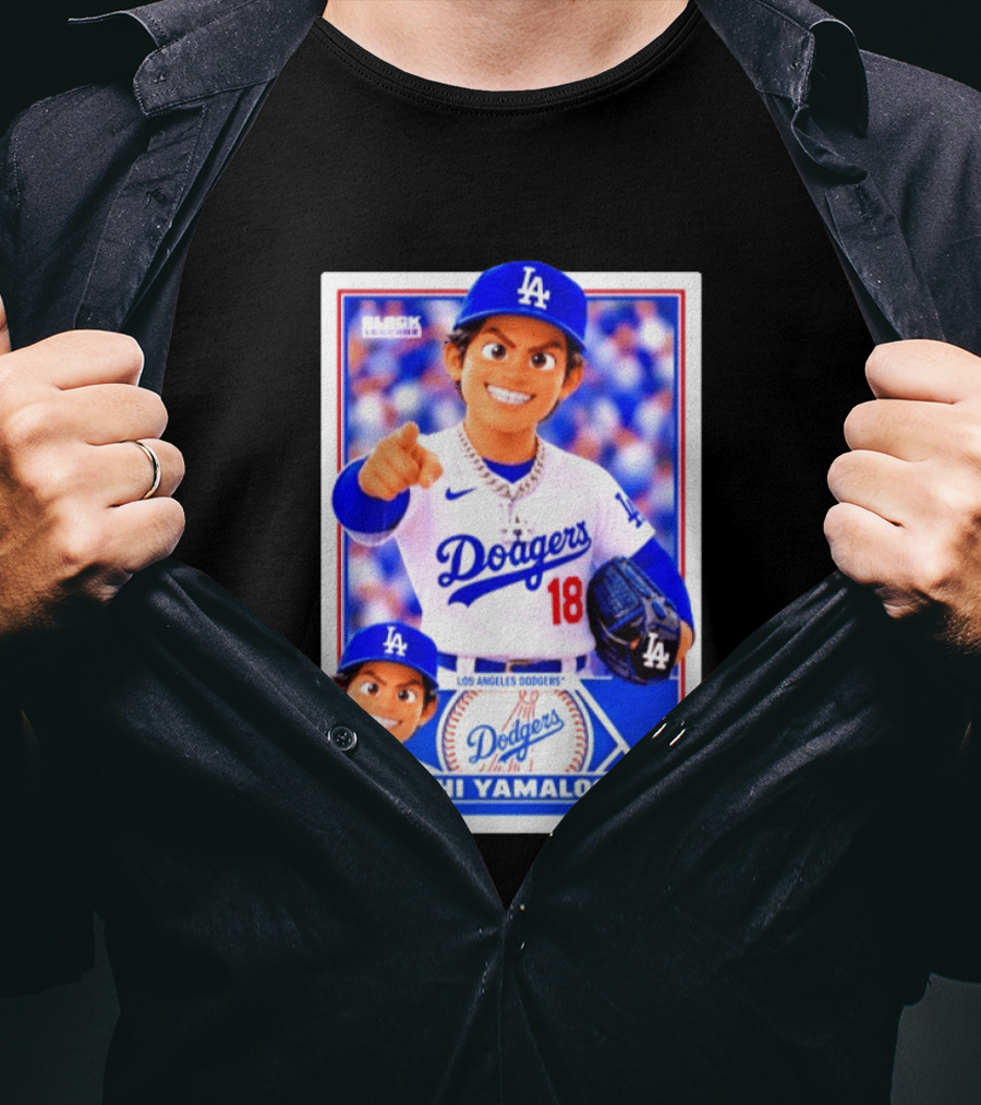 Block Legendz Yoshi Yamaloco Los Angeles Dodgers No 18 Baseball Card T-Shirt