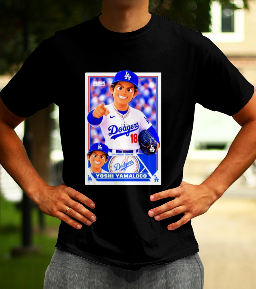 Block Legendz Yoshi Yamaloco Los Angeles Dodgers No 18 Baseball Card T-Shirt