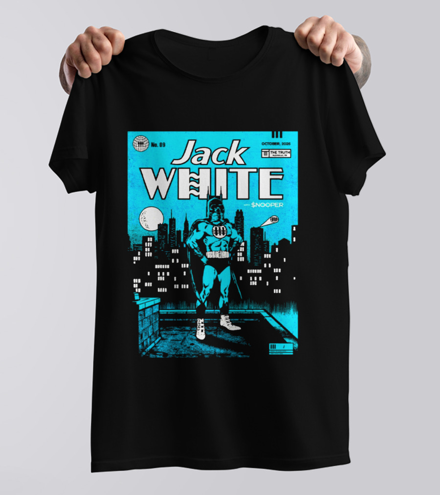 Jack White With Snooper Nashville TN 2026 Night 1 Live At The Truth October 9 Superhero Cityscape T-Shirt