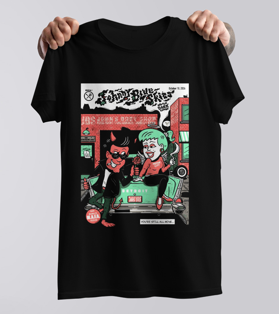 Johnny Blue Skies Detroit Event Motor City October 10 2026 Dark Clouds M.A.F.A Issue T-Shirt