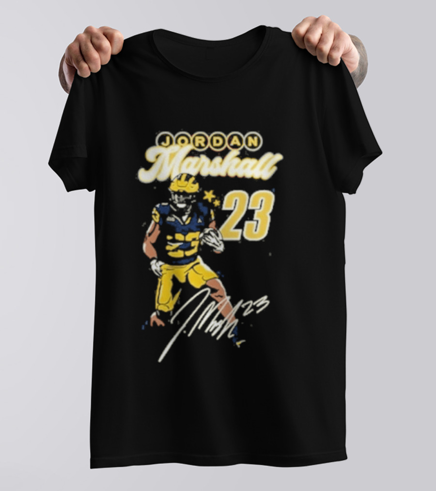 Jordan Marshall Michigan Wolverines 23 Player Signature T-Shirt