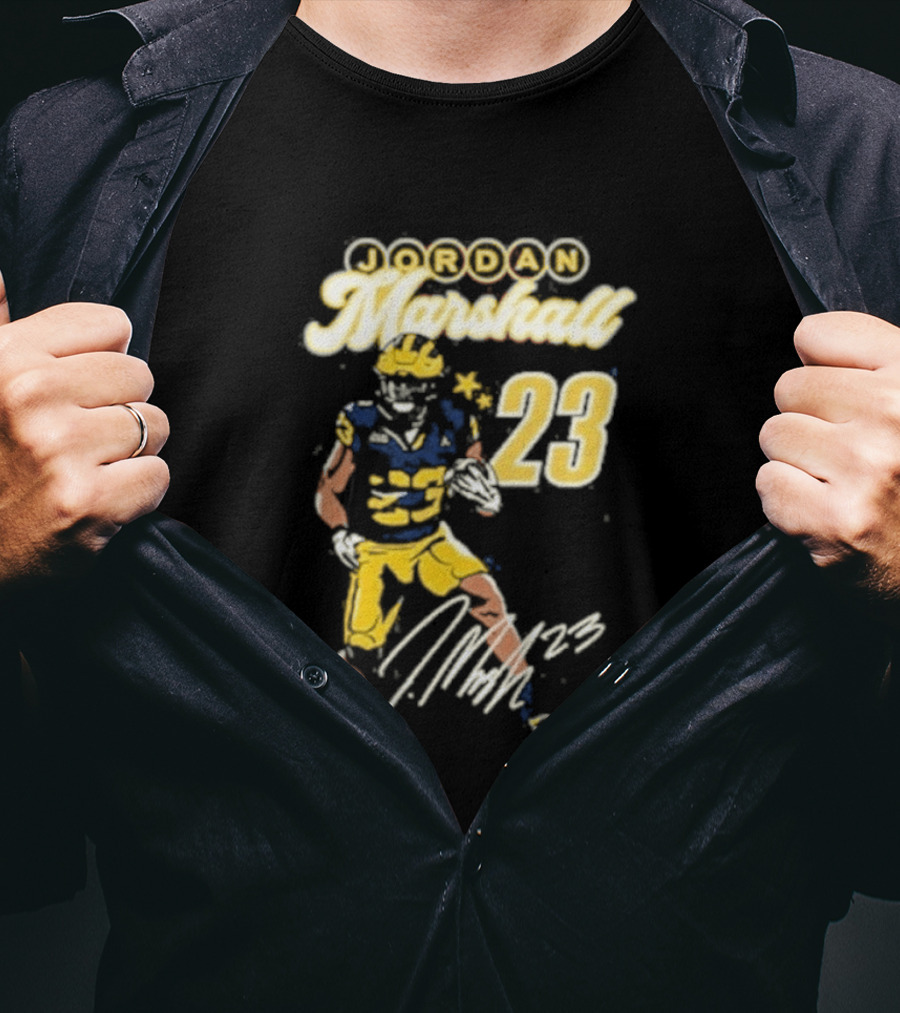 Jordan Marshall Michigan Wolverines 23 Player Signature T-Shirt