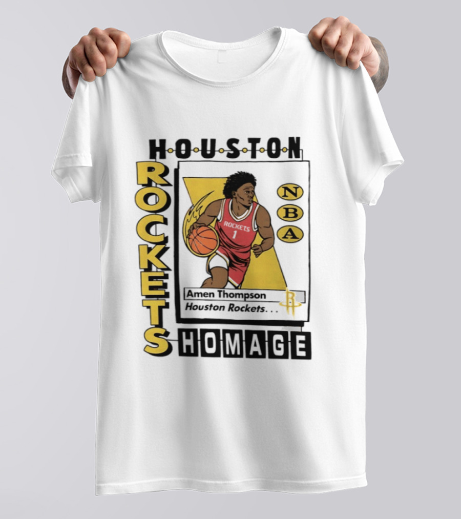 Amen Thompson Houston Rockets NBA Homage Trading Card T-Shirt