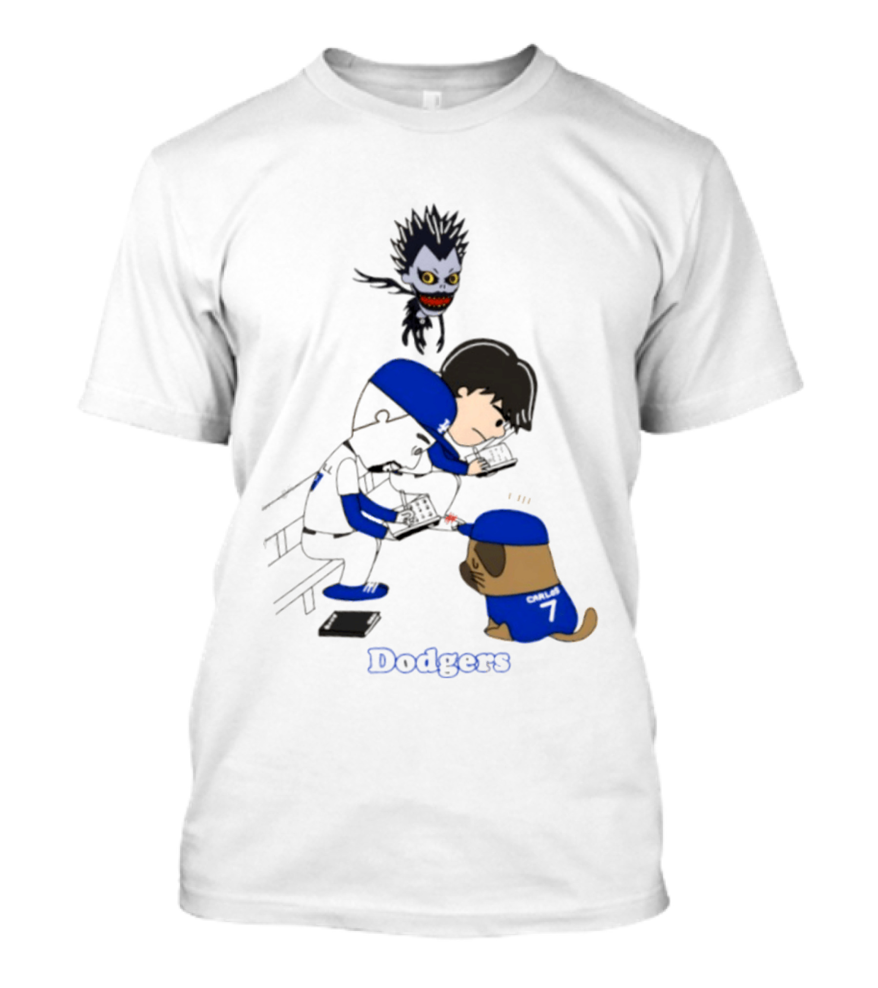 Death Note Dodgers Carlos Snell Baseball Cartoon Collaboration T-Shirt