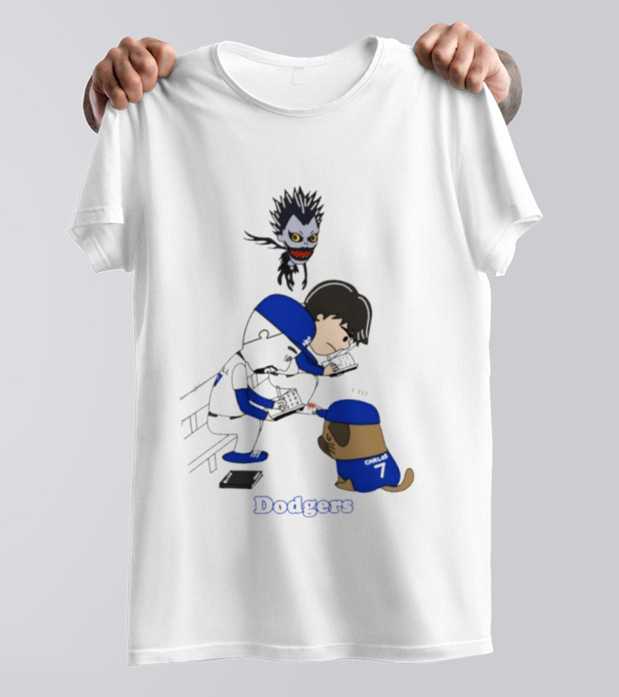 Death Note Dodgers Carlos Snell Baseball Cartoon Collaboration T-Shirt