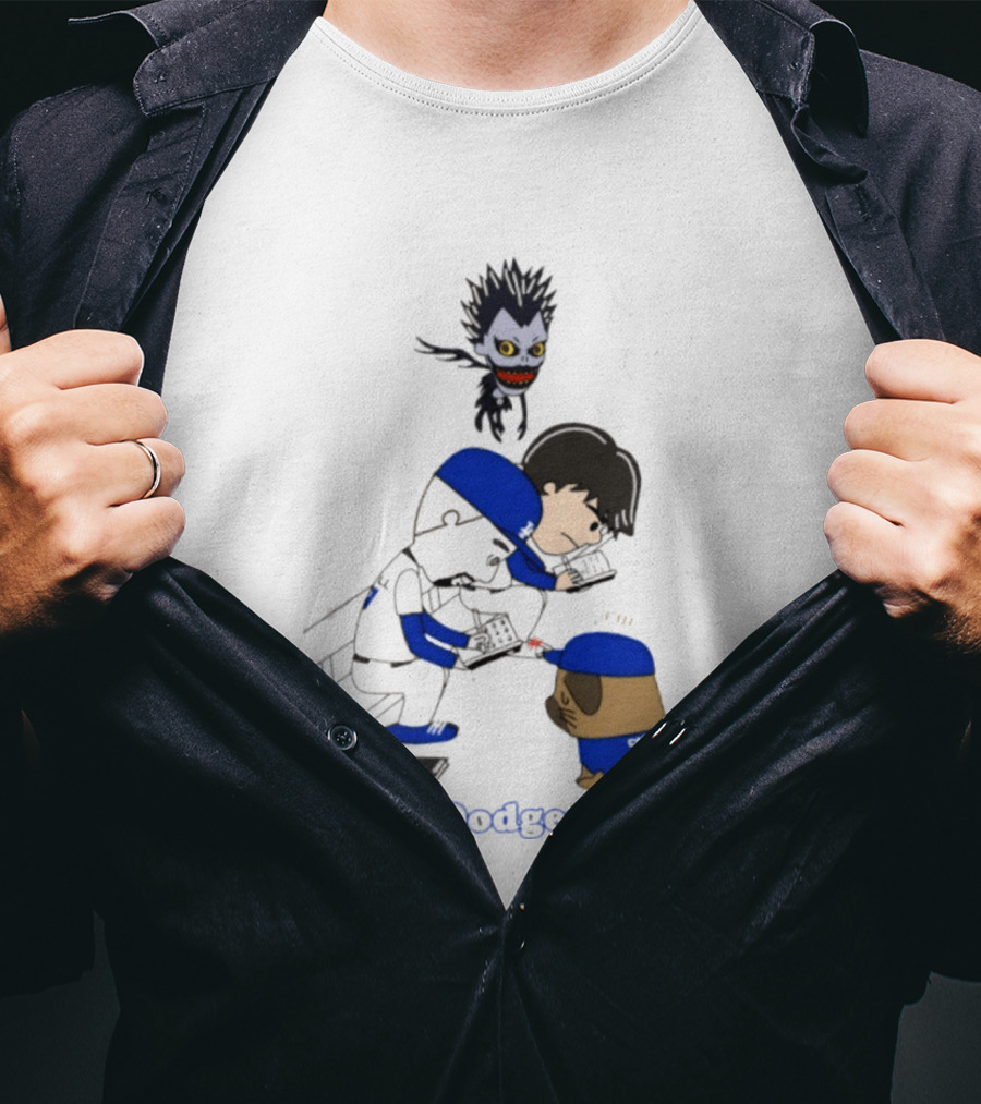Death Note Dodgers Carlos Snell Baseball Cartoon Collaboration T-Shirt