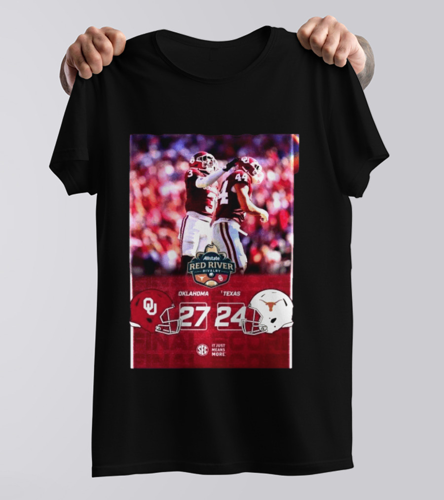 Allstate Red River Rivalry 2026 Oklahoma 27 Texas 24 Score Highlights T-Shirt