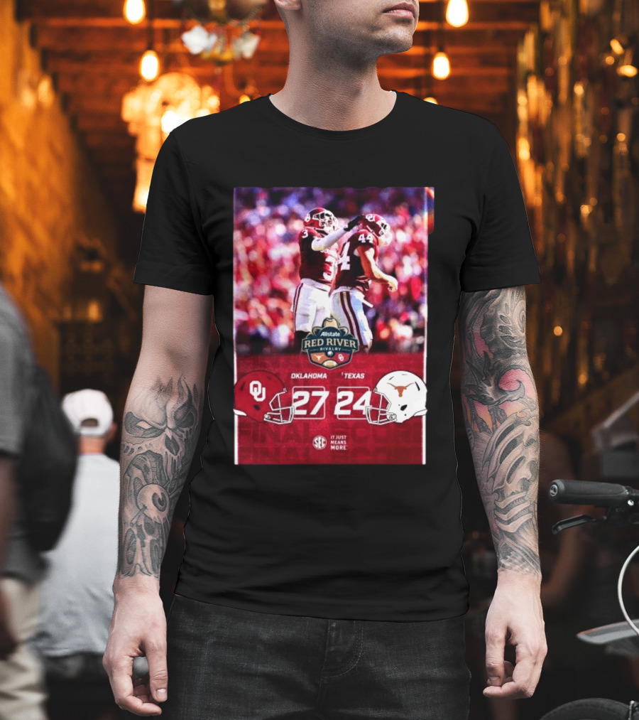 Allstate Red River Rivalry 2026 Oklahoma 27 Texas 24 Score Highlights T-Shirt
