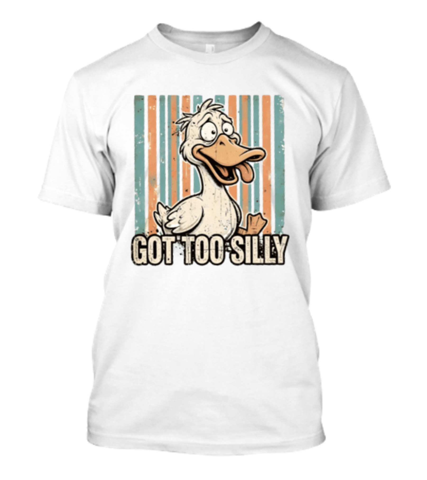 Duck Got Too Silly Retro Stripes Cartoon T-Shirt