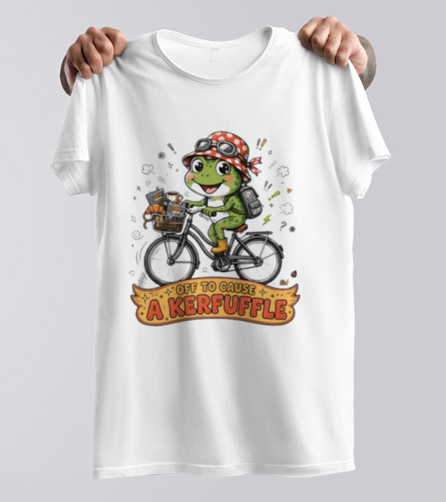 Frog On Bicycle Off To Cause A Kerfuffle Ride T-Shirt