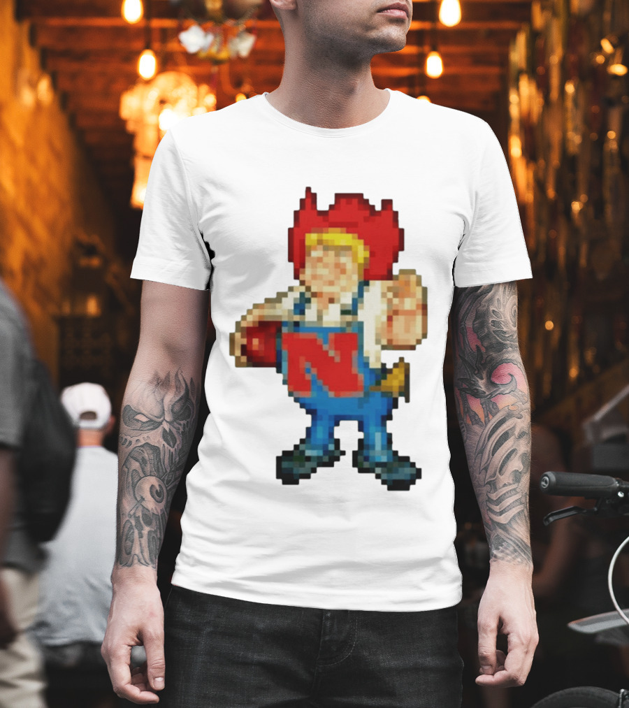 Herbie Husker Nebraska Cornhuskers Pixelated Character With Football T-Shirt