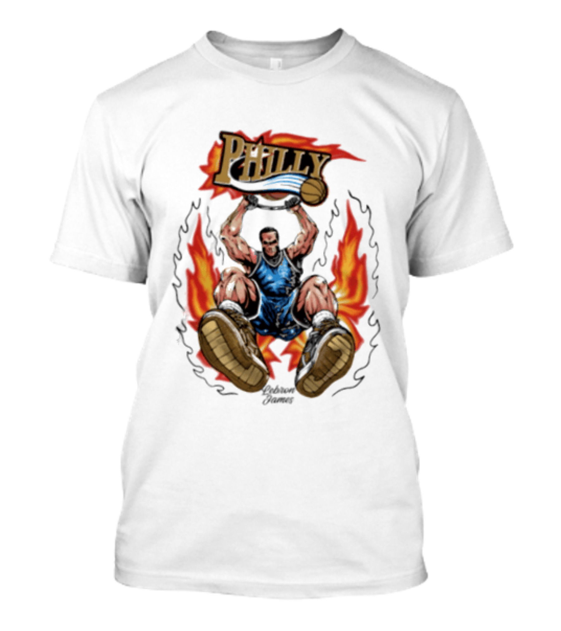 Philly Basketball Dunking Fireball Bootleg T-Shirt