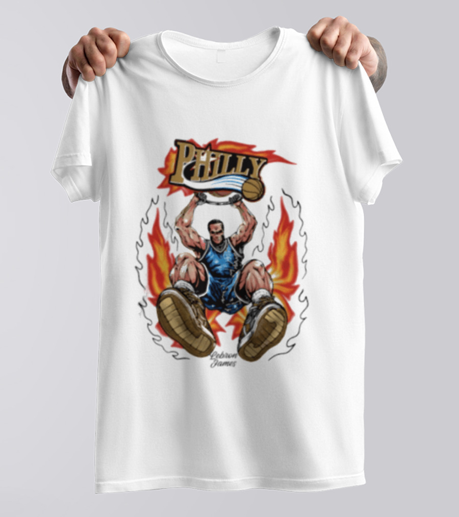 Philly Basketball Dunking Fireball Bootleg T-Shirt