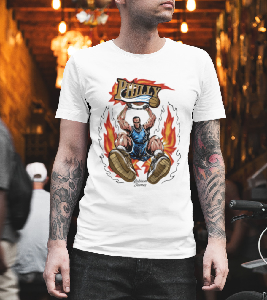 Philly Basketball Dunking Fireball Bootleg T-Shirt