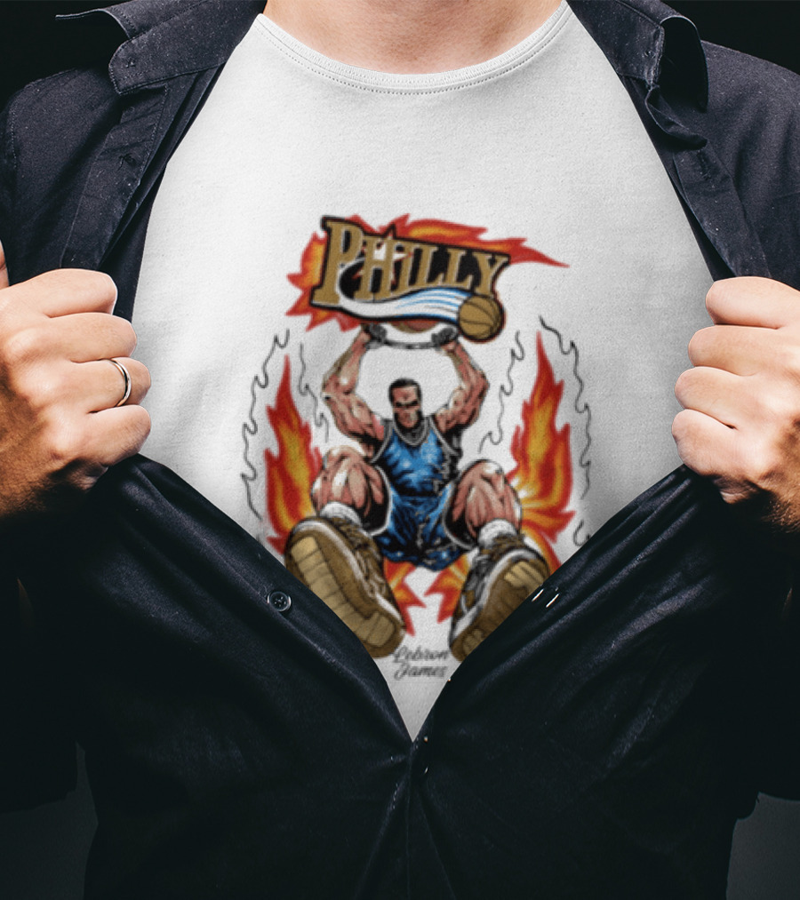 Philly Basketball Dunking Fireball Bootleg T-Shirt