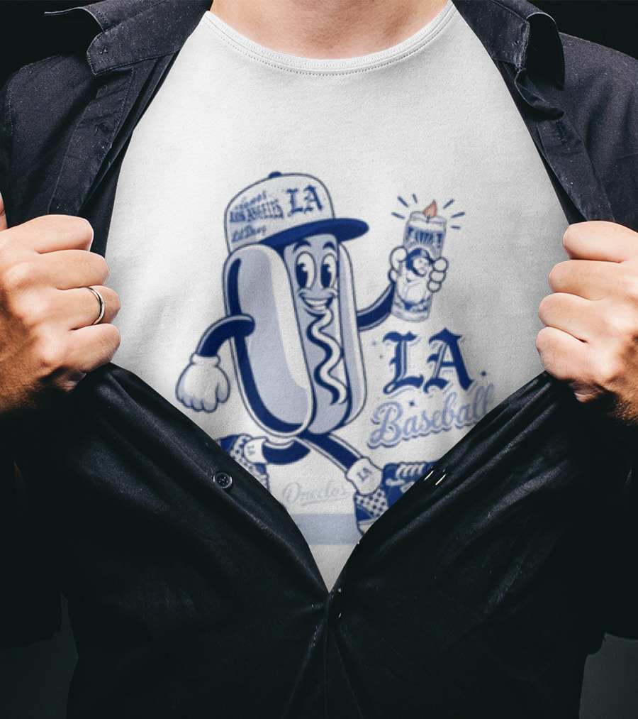 Lil Dawg LA Baseball Somos Los Angeles Dodgers Hot Dog T-Shirt