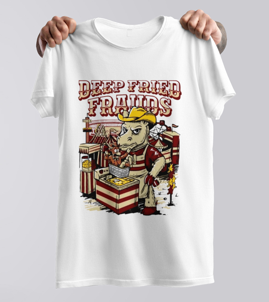 Oklahoma Sooners Beat Texas Longhorns Deep Fried Frauds Football 2026 Cow Mascot Cooking Satire T-Shirt
