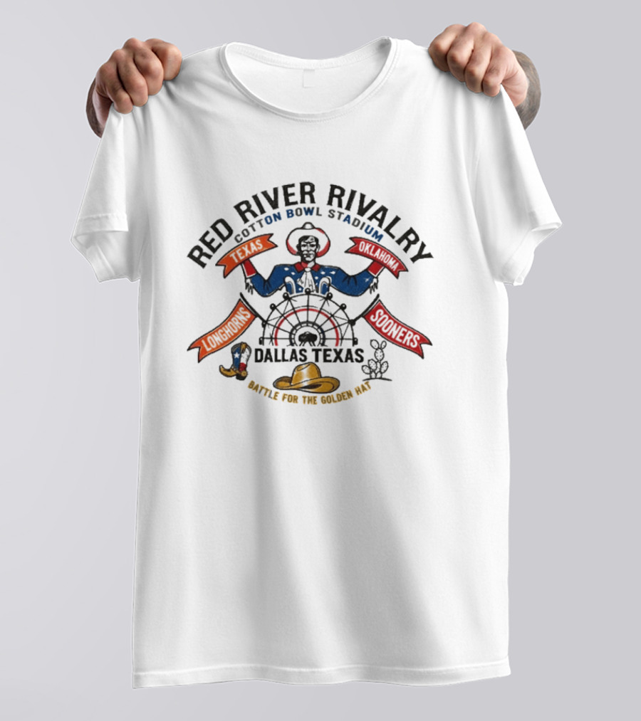 Red River Rivalry 2026 Cotton Bowl Dallas Texas Longhorns Vs Sooners Battle For The Golden Hat T-Shirt