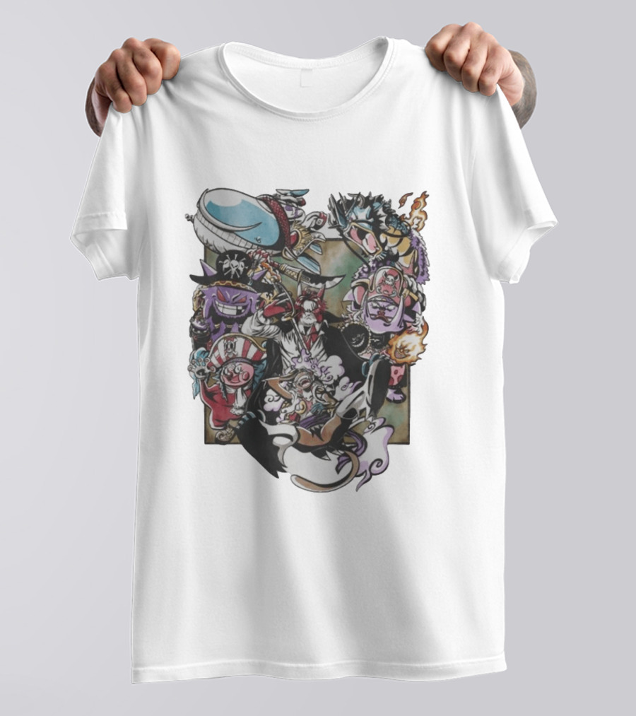 The New Four Emperors Pokemon One Piece Crossover Characters T-Shirt