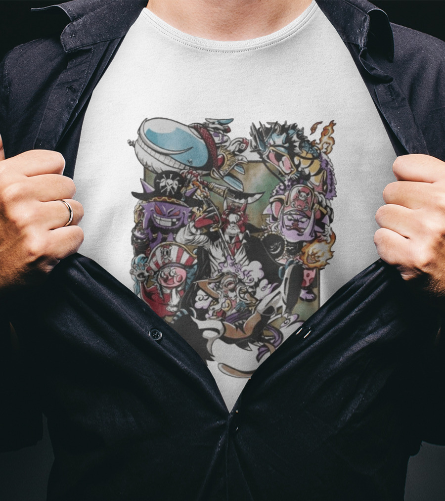 The New Four Emperors Pokemon One Piece Crossover Characters T-Shirt