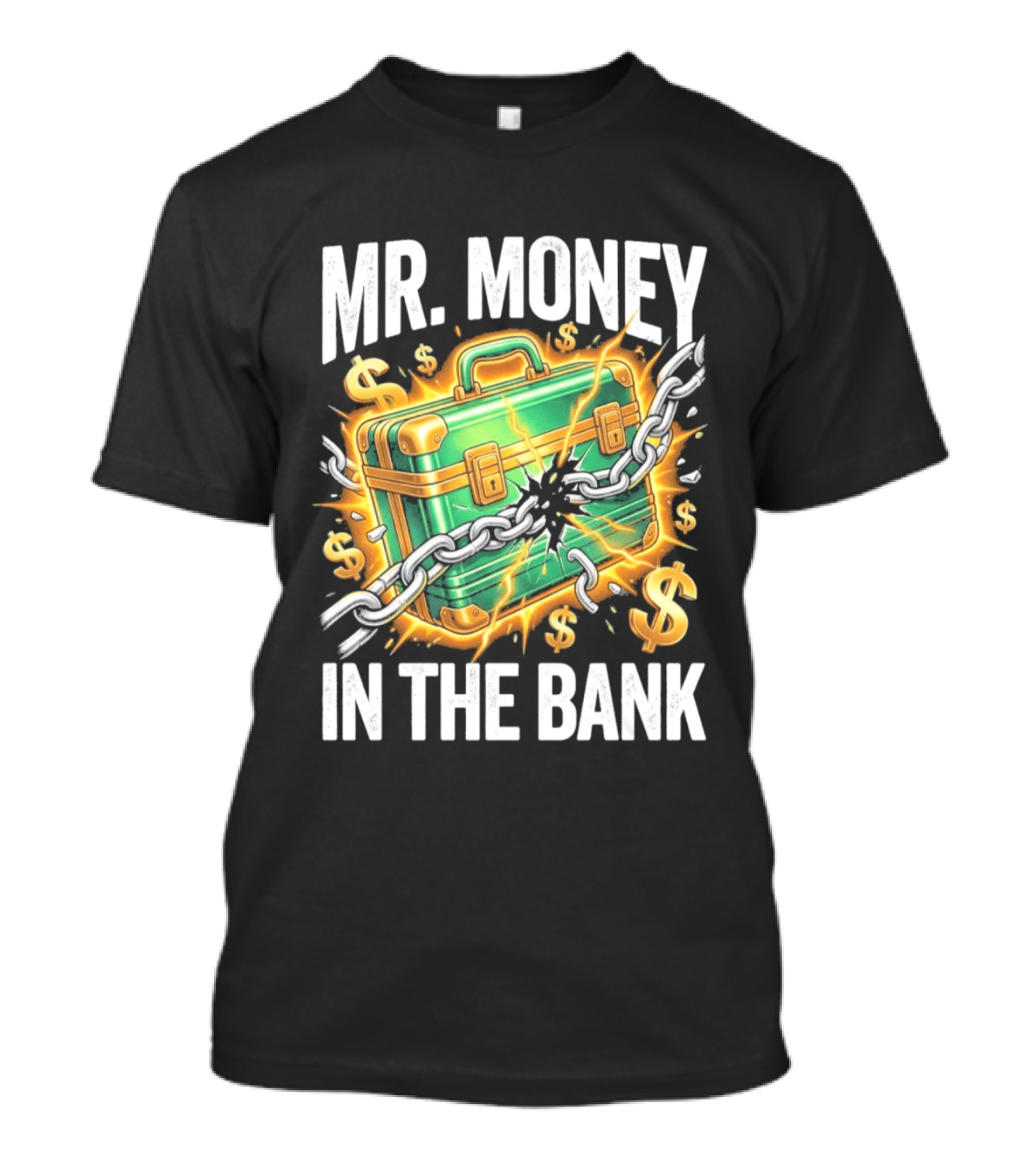 2026 Mr. Money In The Bank Winner Briefcase Chains And Dollar Signs Explosion T-Shirt