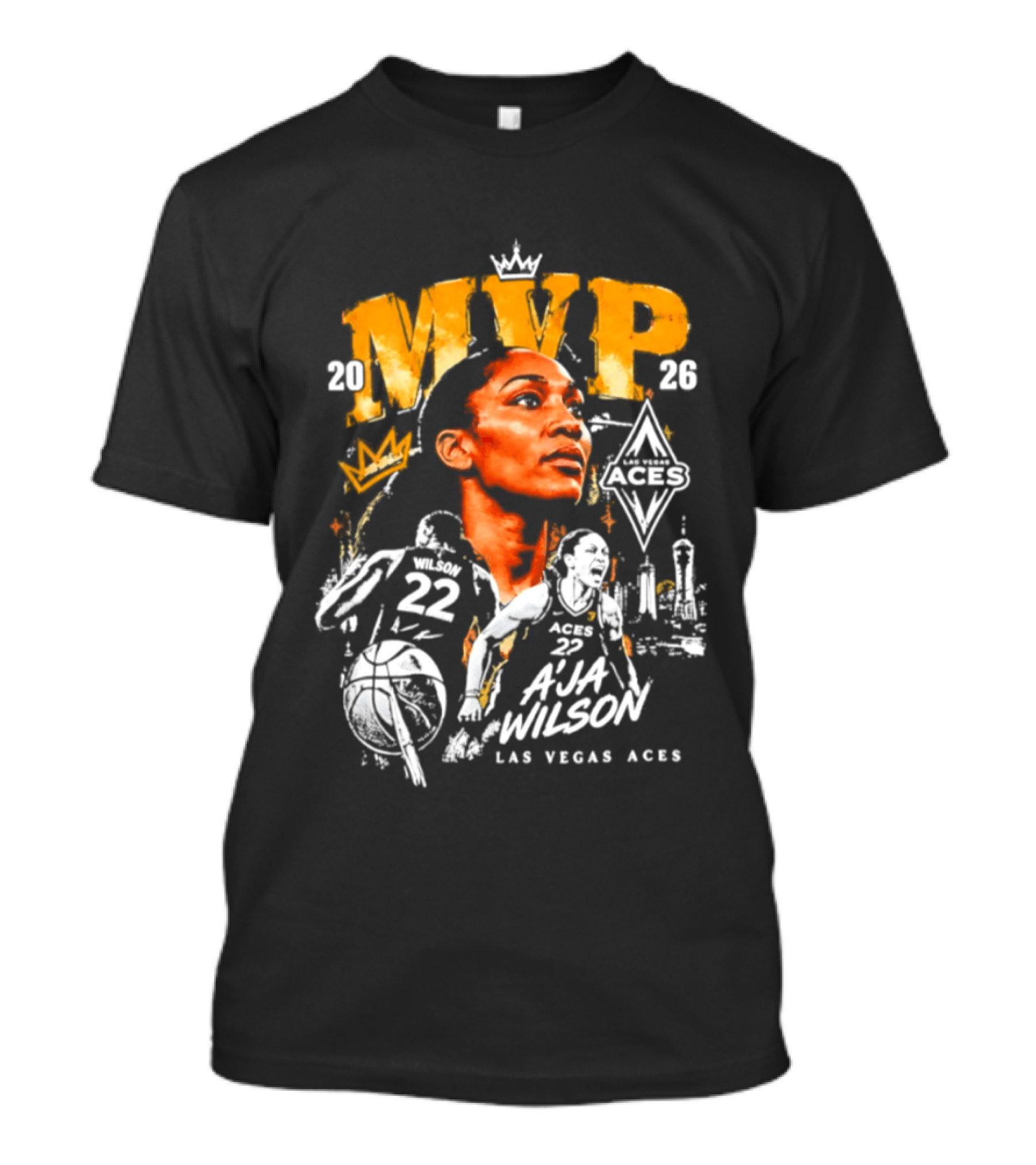 A'ja Wilson Las Vegas Aces MVP 2026 Crown Basketball T-Shirt