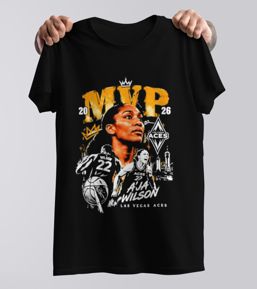A'ja Wilson Las Vegas Aces MVP 2026 Crown Basketball T-Shirt