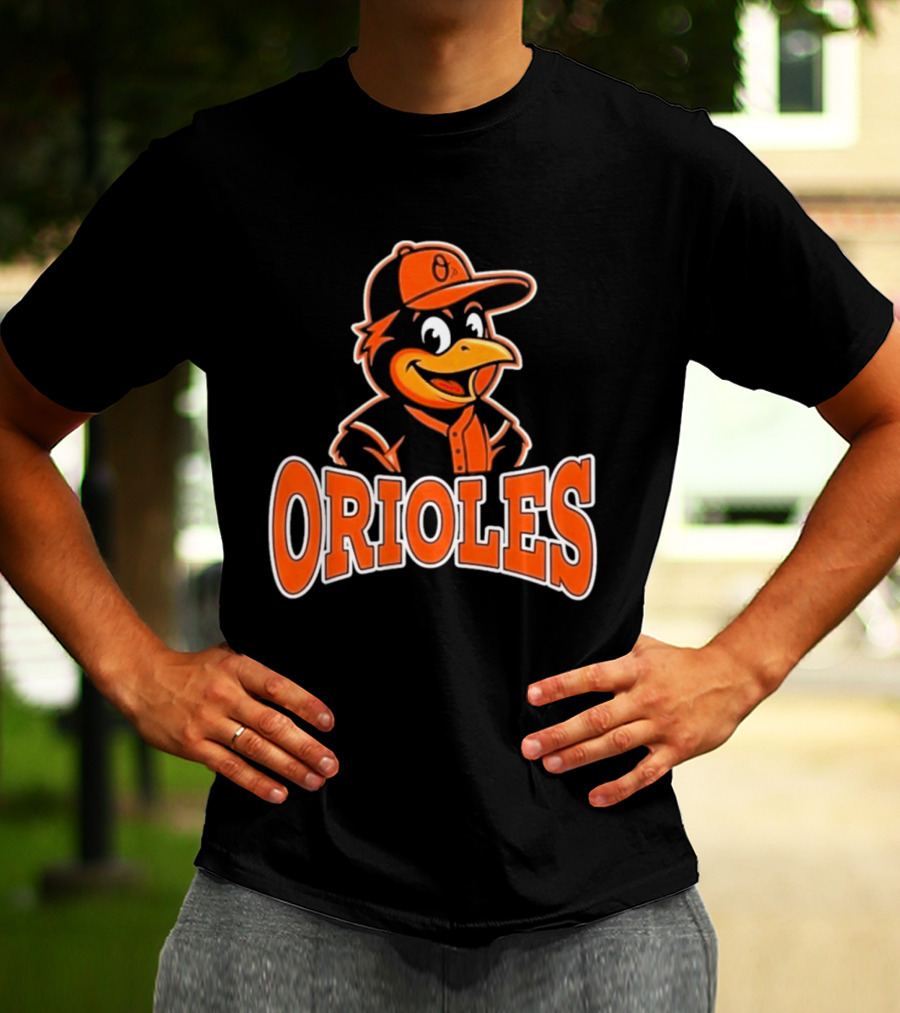 Baltimore Orioles Bird Cartoon Logo With Mascot Hat T-Shirt