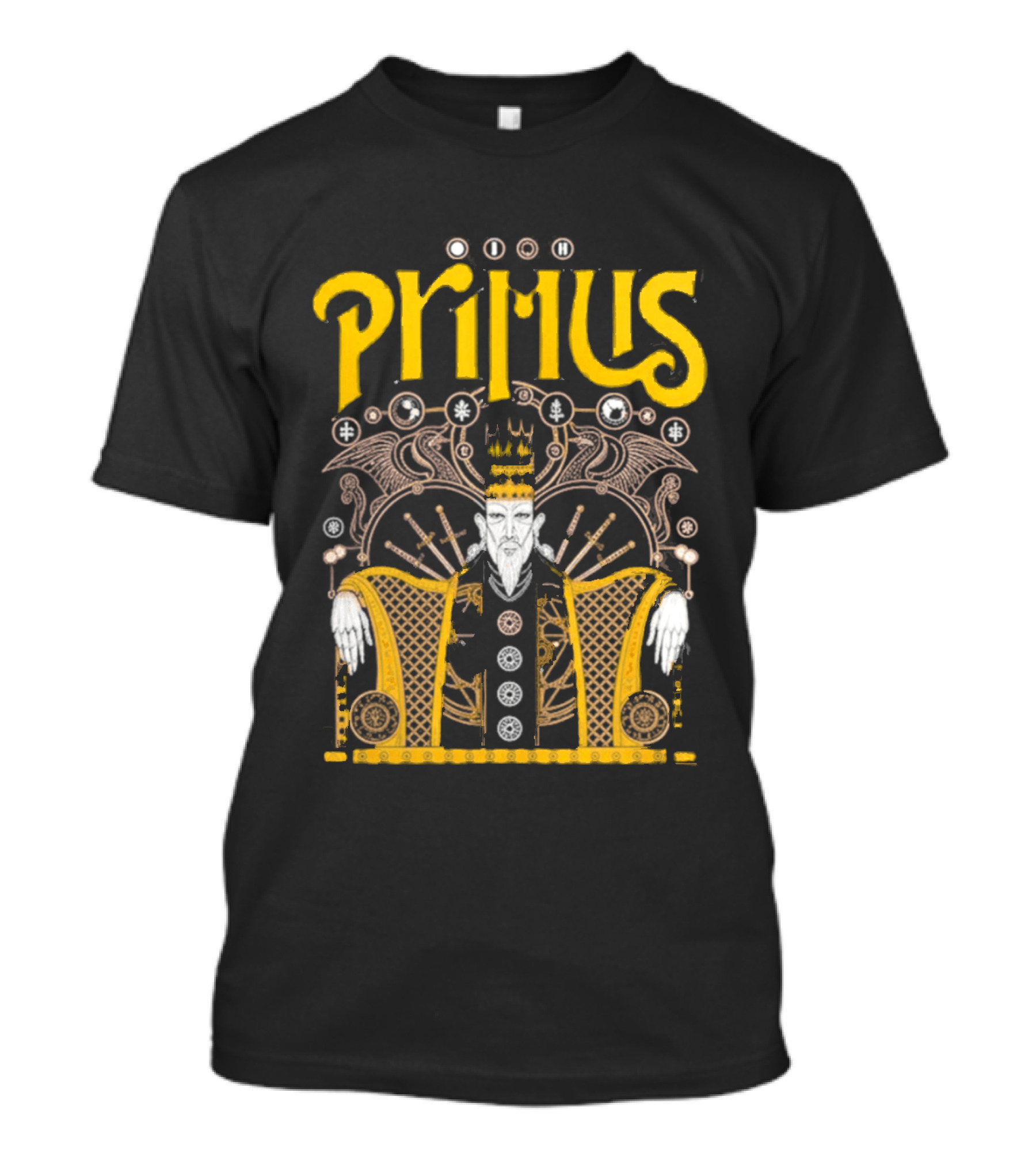 Primus Farewell To Kings Crowned Figure With Swords And Winged Details T-Shirt