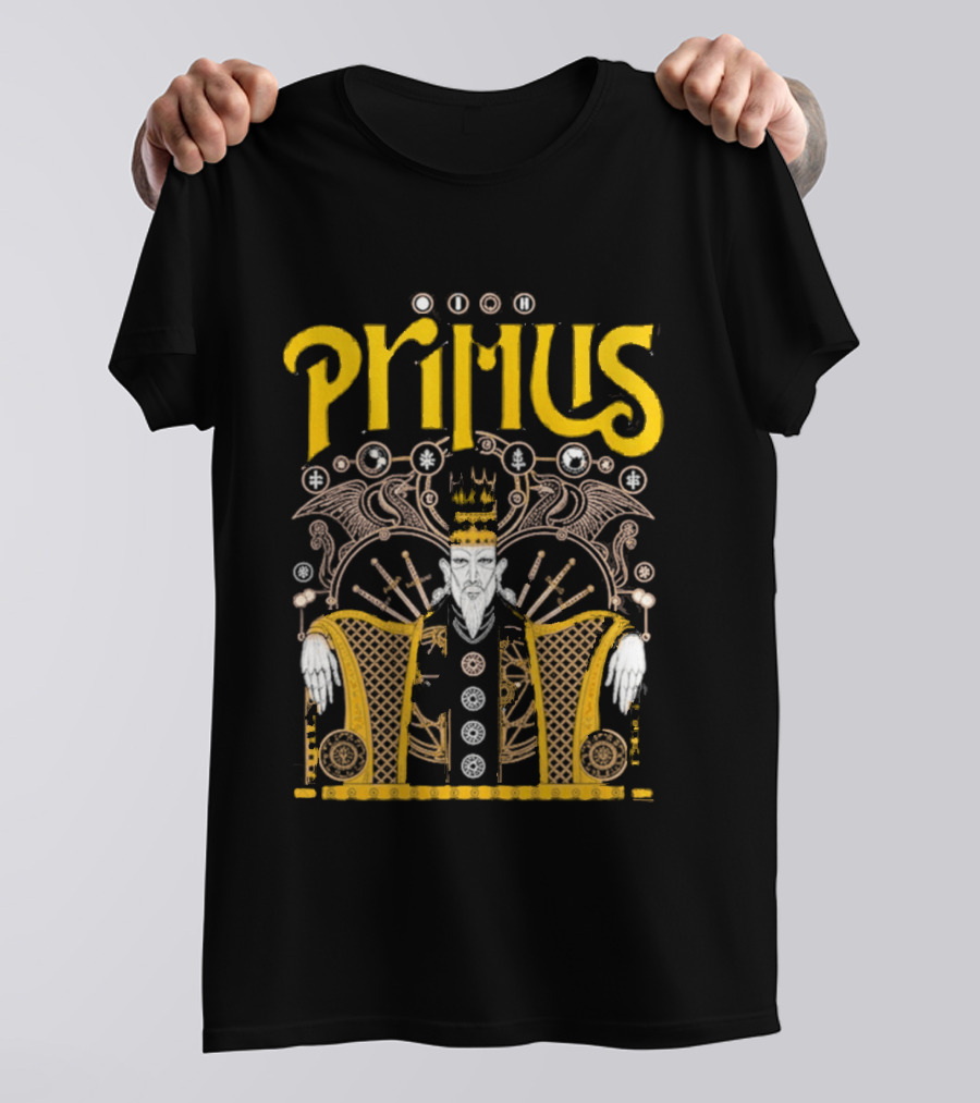 Primus Farewell To Kings Crowned Figure With Swords And Winged Details T-Shirt