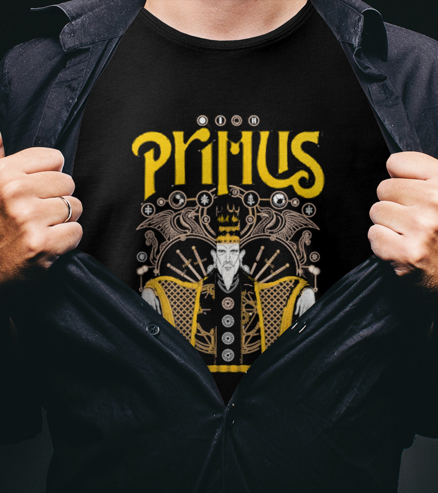 Primus Farewell To Kings Crowned Figure With Swords And Winged Details T-Shirt
