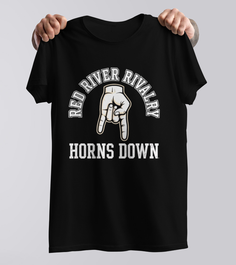 Red River Rivalry Horns Down Gesture T-Shirt