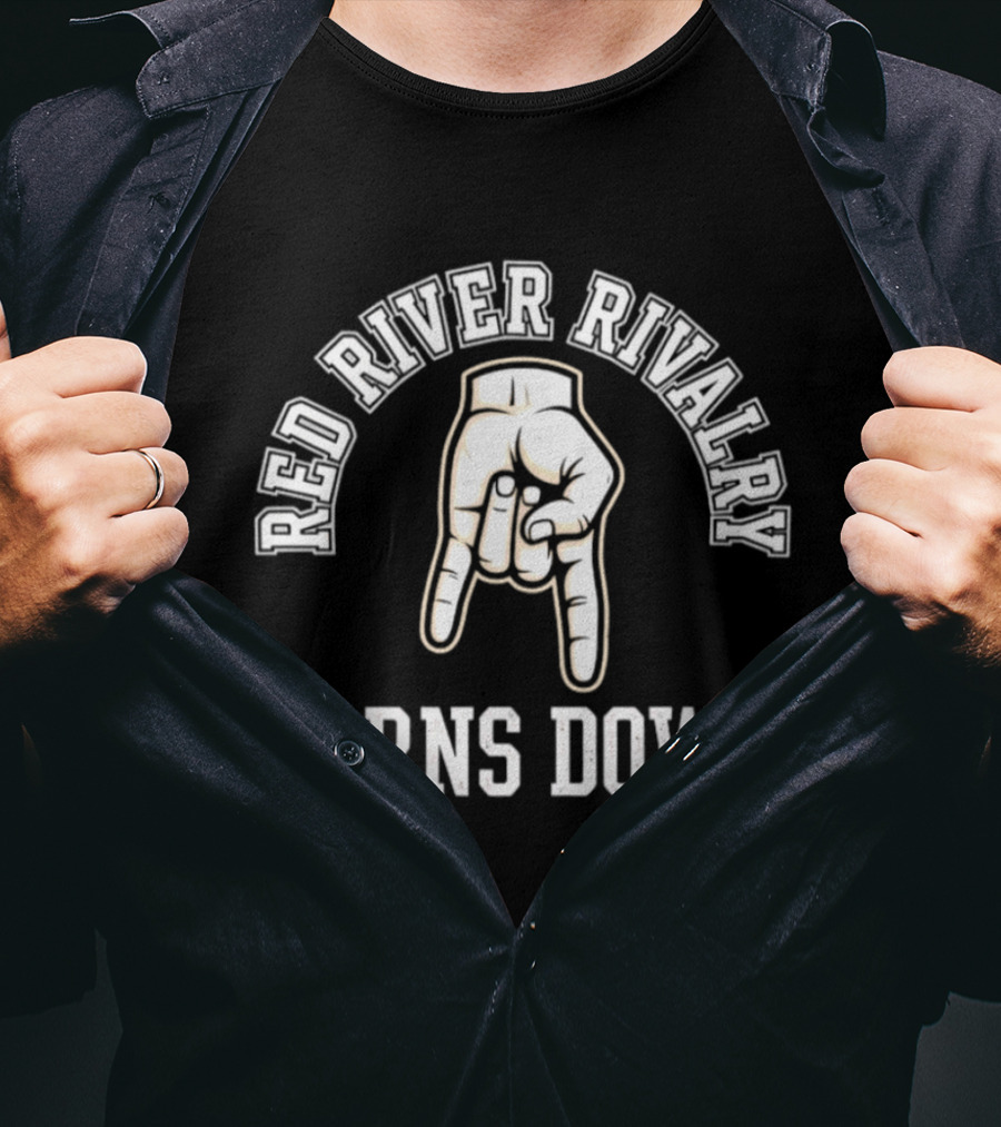 Red River Rivalry Horns Down Gesture T-Shirt