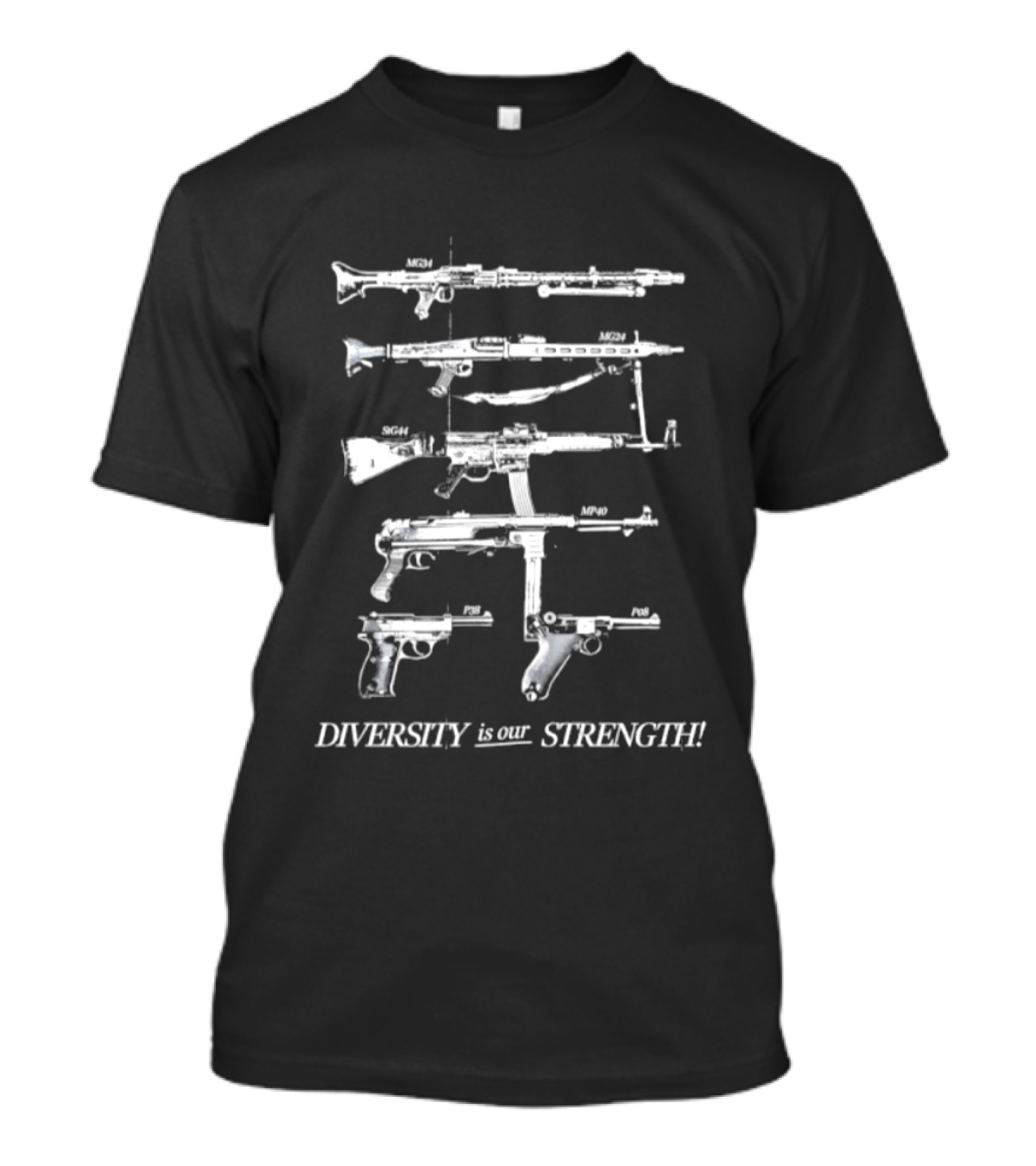 Diversity Is Our Strength Weapons Military Rifle Gun Collection T-Shirt
